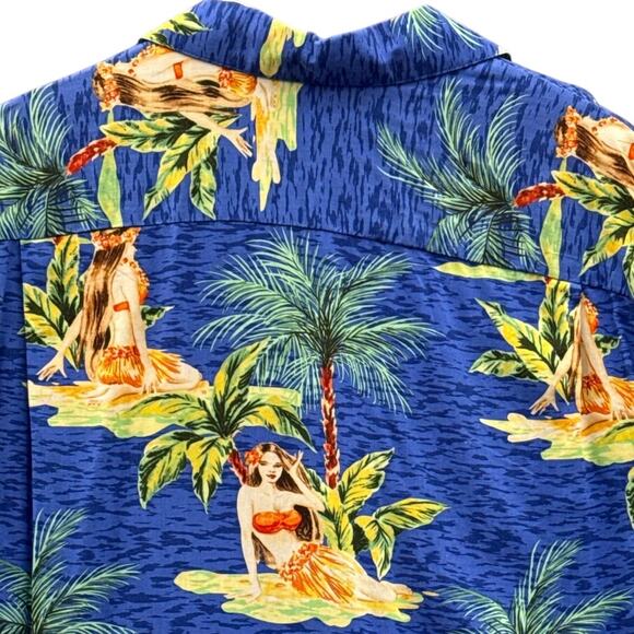 Hilo Hattie The Hawaiian Original Blue Tropical Short Sleeve Shirt Men Small - Picture 5 of 5